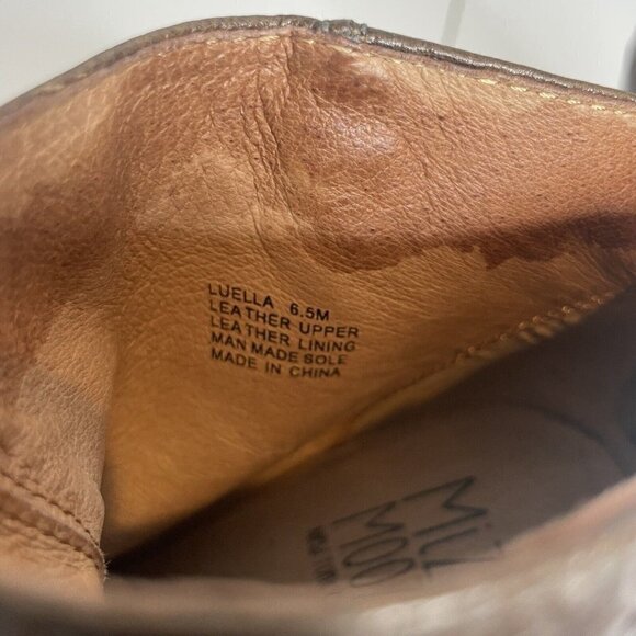 Miz Mooz Luella Brown Leather Point Toe Heeled Booties Size 6.5 - Picture 6 of 8